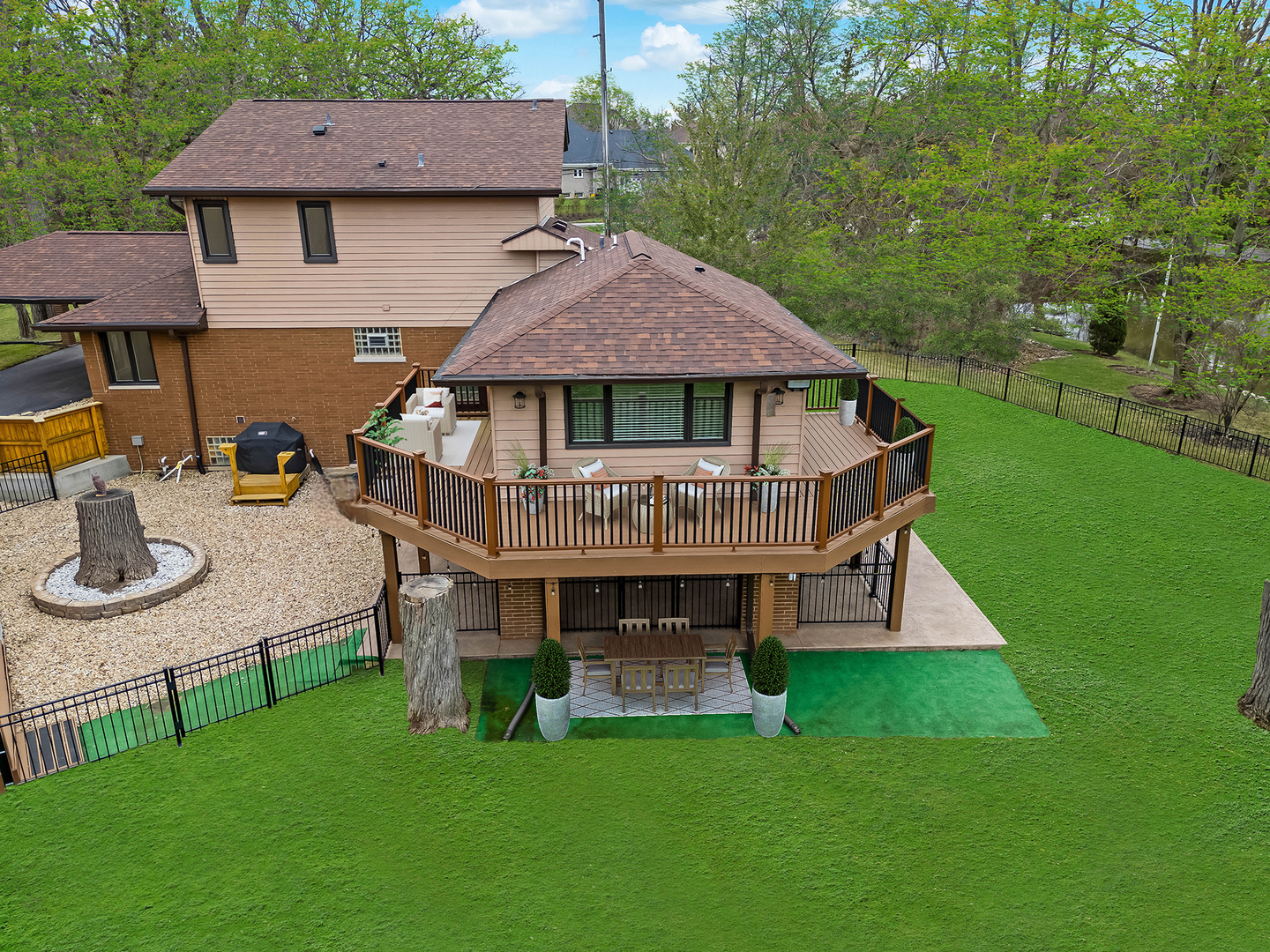 3220 Meyers Road Oak Brook, IL 60523 - Photo 6 of 43 an aerial view of a house with swimming pool garden and patio