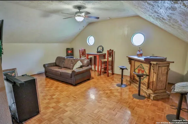 a living room with furniture