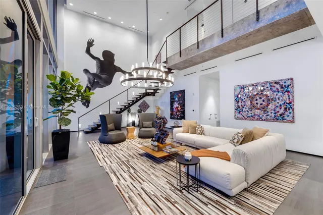 a living room with furniture