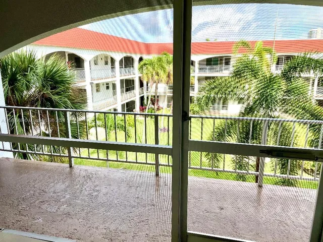 a view of a building from a window