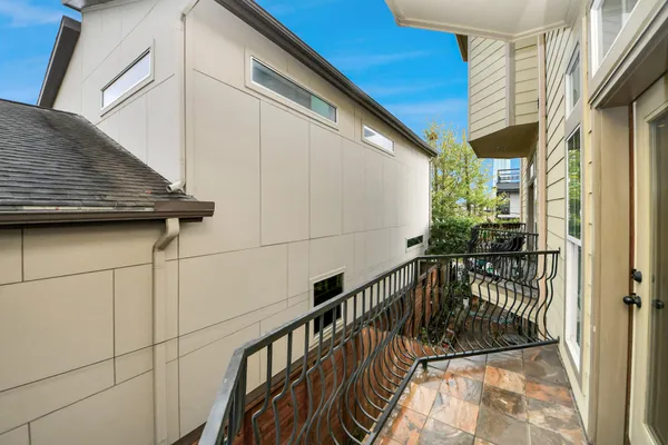 a view of balcony with stairs