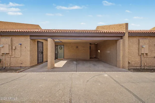 a view of a house with a patio