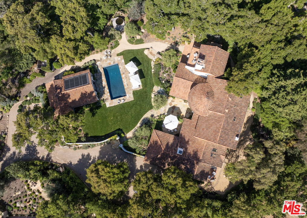 849 Ashley Road Montecito, CA 93108 - Photo 28 of 28 an aerial view of a house with a yard and garden