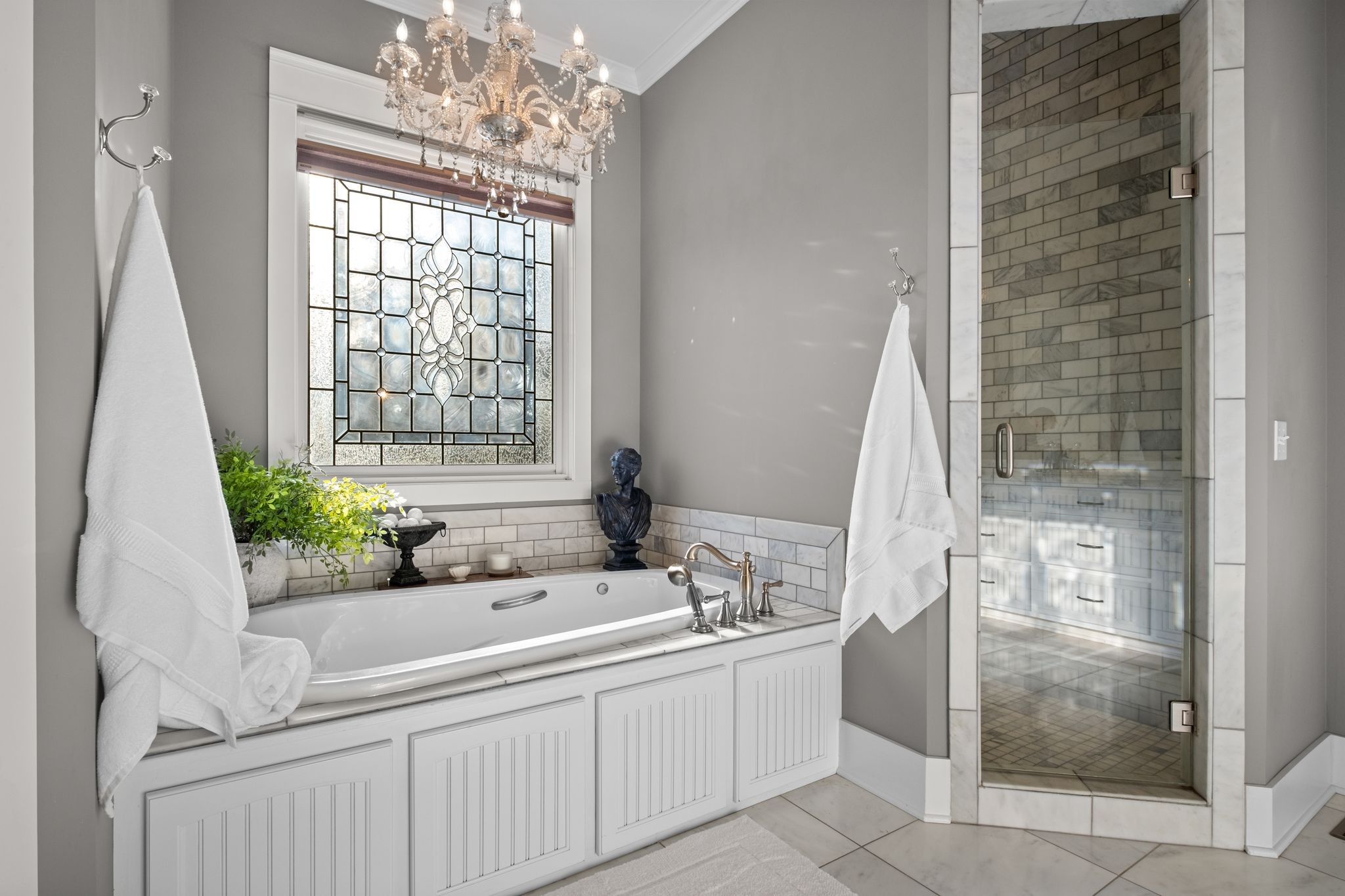 1421 Lawrence Lane Springfield, TN 37172 - Photo 25 of 43 a bathroom with a granite countertop sink a mirror and a shower