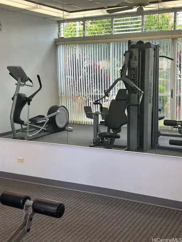 a room with gym equipment