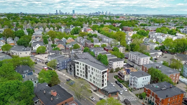 an aerial view of a city