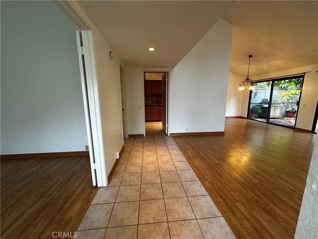 a view of a livingroom with wooden floor