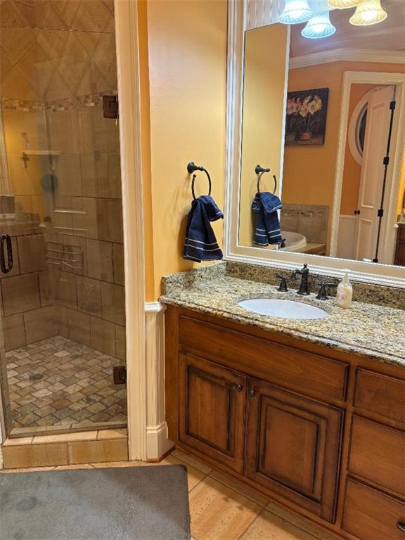 351 Shoals Lane Clarkesville, GA 30523 - Photo 29 of 38 a bathroom with a granite countertop sink and a mirror