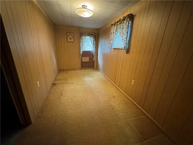 a view of a room with a window