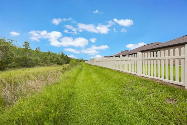 a view of a lake from a yard