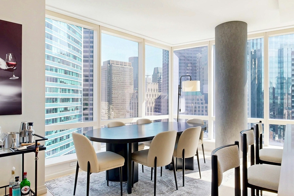 1 Franklin Street, Unit 2308 Boston, MA 02110 - Photo 5 of 41 a view of a dining room with furniture and a window