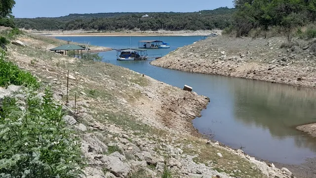 a view of a lake with a mountain