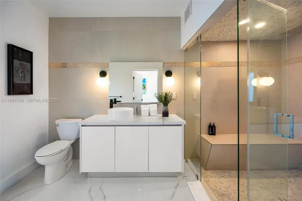 a living room with furniture