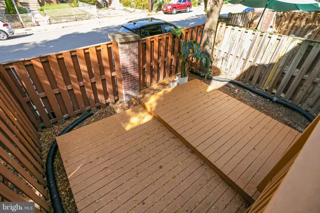 a view of wooden deck