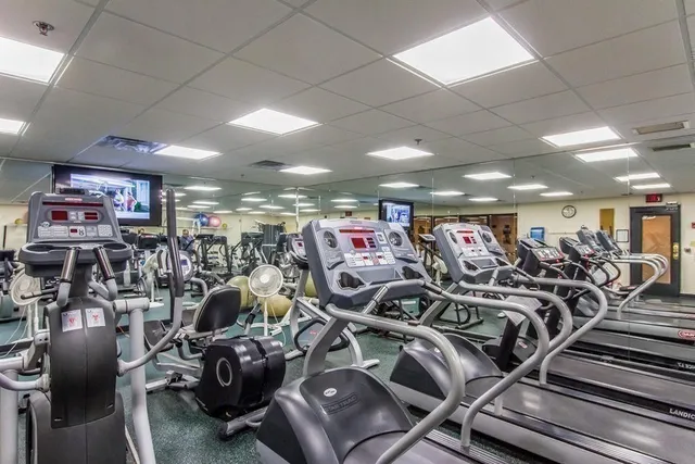 a view of a room with gym equipment