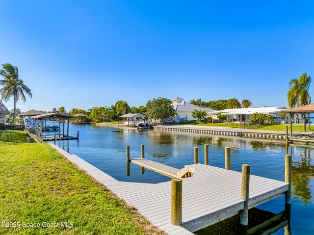 a view of a lake with houses