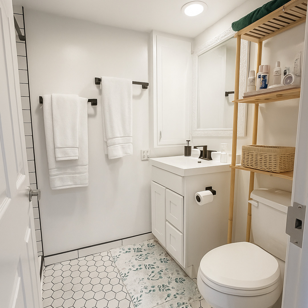 905 Center Street, Unit 208 Des Plaines, IL 60016 - Photo 7 of 24 a bathroom with a sink a toilet a shower and a mirror