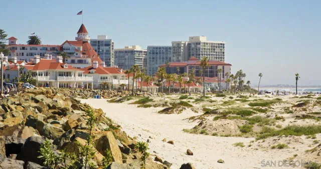 a view of a city with ocean view