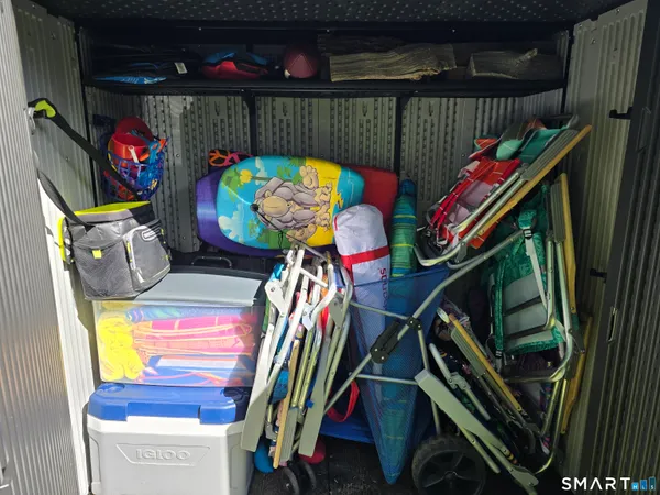 a view of a yard with an ocean