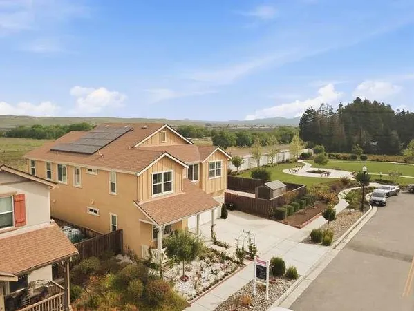 an aerial view of a house