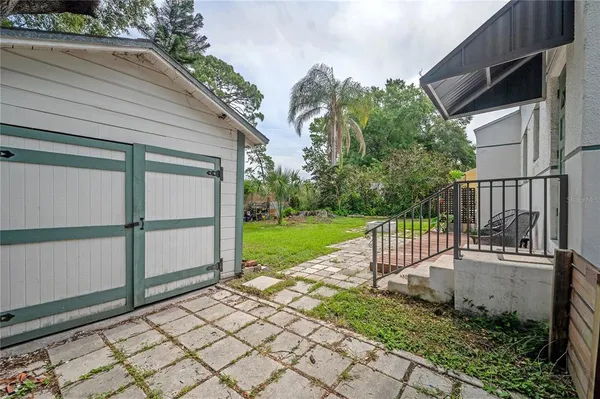 a view of a backyard with a sink