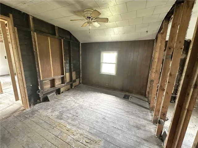 a view of hallway with wooden roof