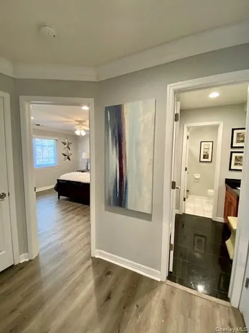 wooden floor and a dining room with furniture