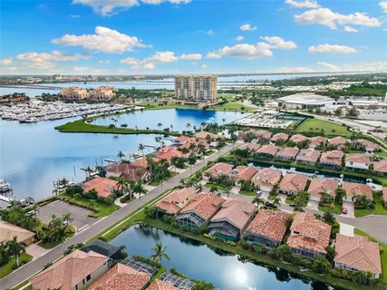 a view of a city and ocean view