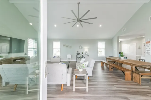 a living room with furniture