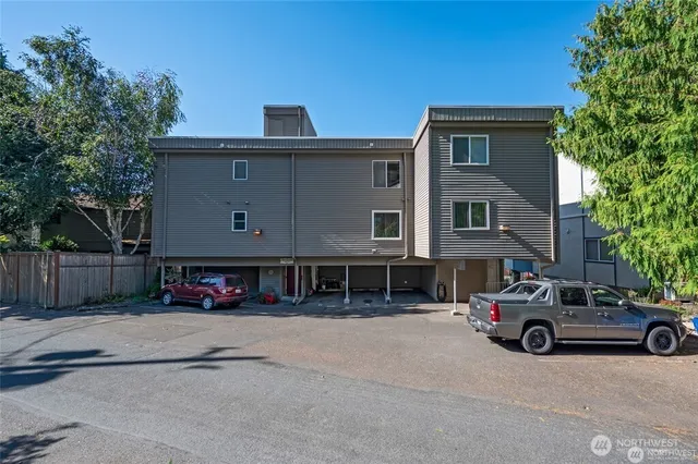 a car parked in front of a house