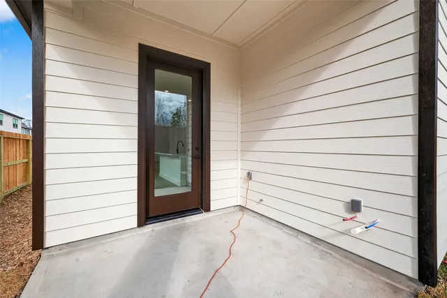 a view of a house with a white door