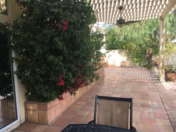 a view of entrance gate of the house and trees
