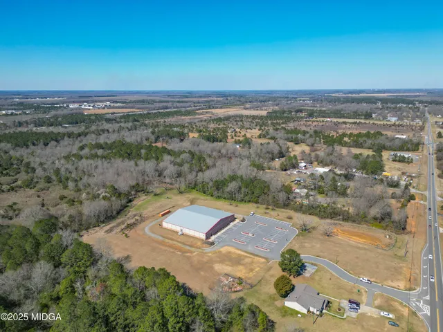 an aerial view of a house