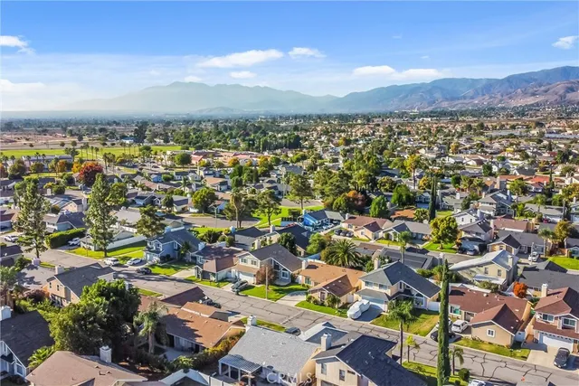 a view of a city with a mountain