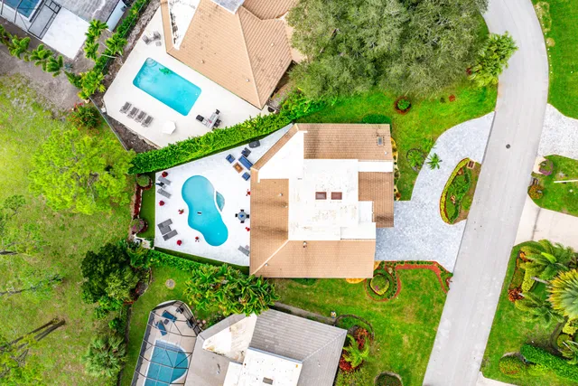 a view of a garden with a lake