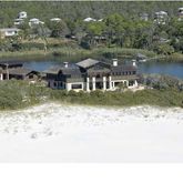 a aerial view of a house with a yard and a large tree
