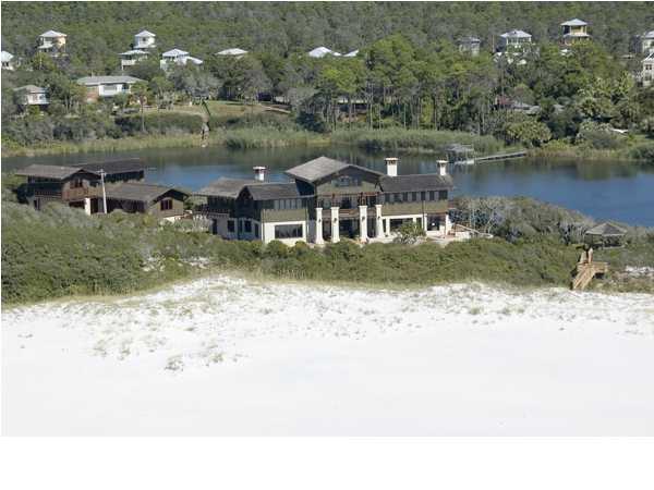 a aerial view of a house with a yard and a large tree