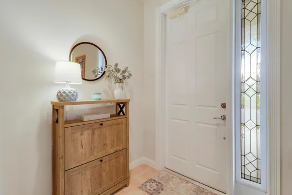 a close view of a utility room with washer and dryer