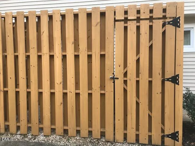 a view of a wooden door