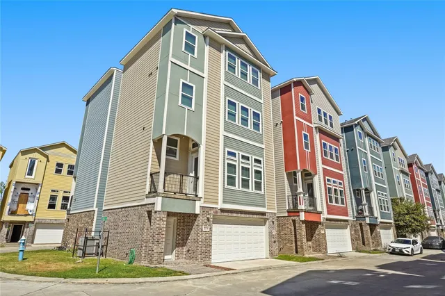 a front view of a multi story building