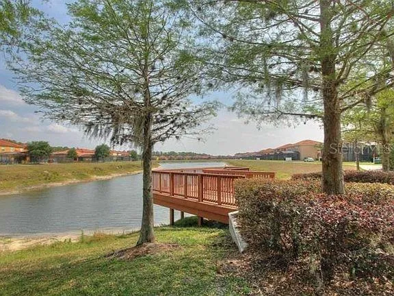 a view of a lake with a mountain view