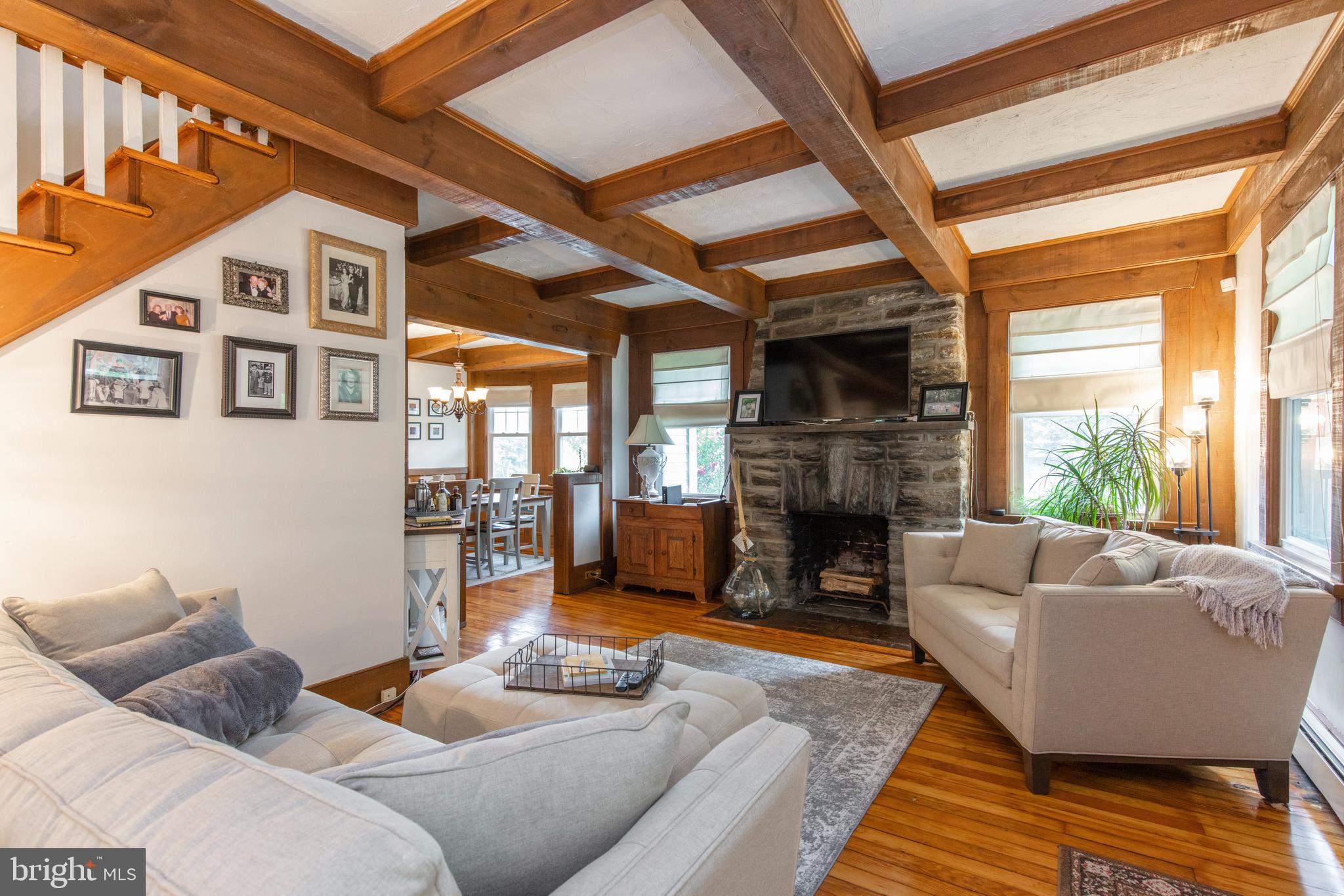 248 Bickley Road Glenside, PA 19038 - Photo 4 of 28 Living Room With Wood Beams