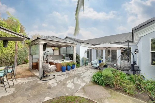 a view of an outdoor space with seating area