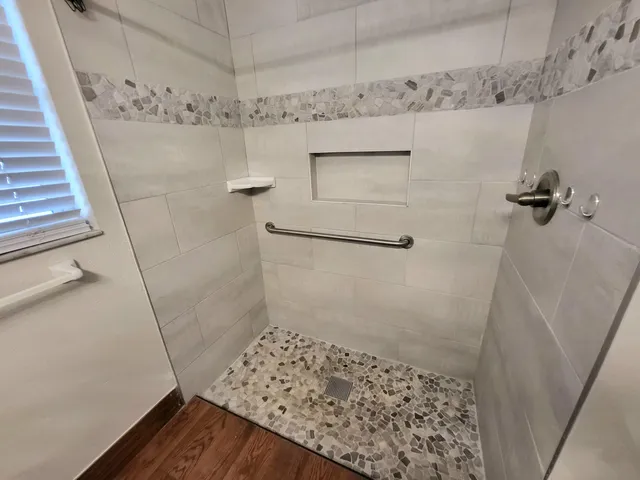 a bathroom with a shower