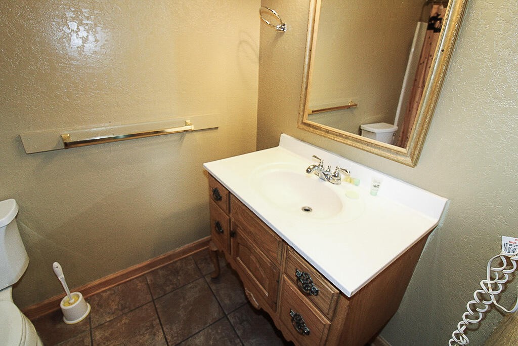 443 Loop Road Gatlinburg, TN 37738 - Photo 29 of 40 a bathroom with a sink a mirror and a toilet
