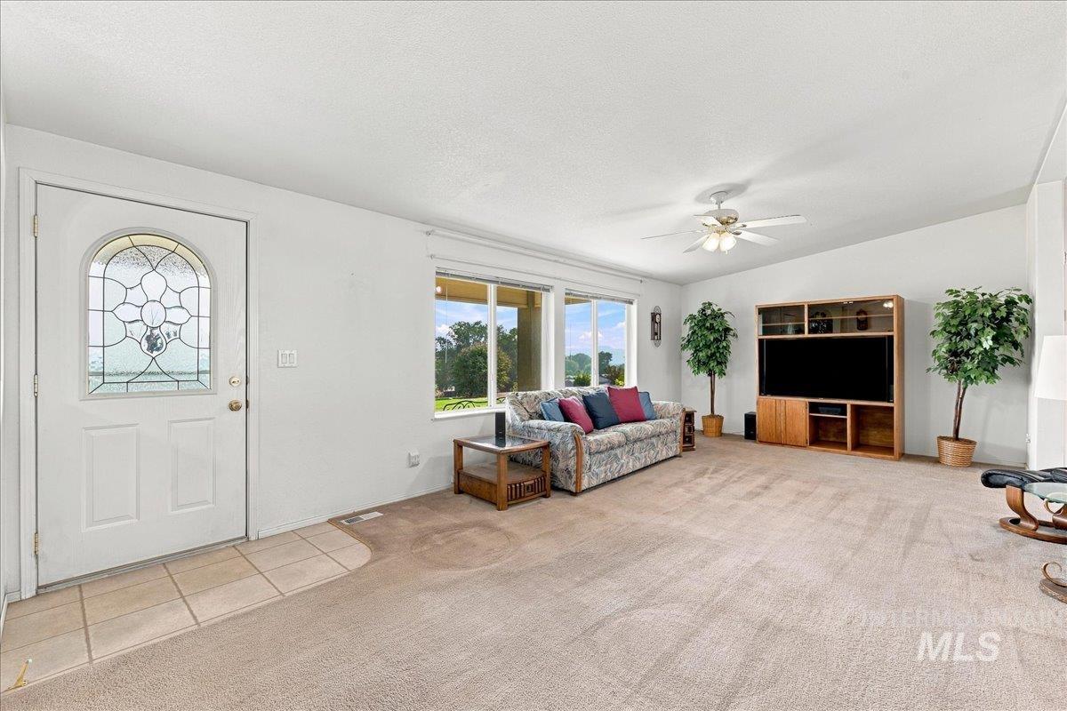 310 Frontage Road Grand View, ID 83624 - Photo 4 of 38 Living area featuring a textured carpet floor and white walls