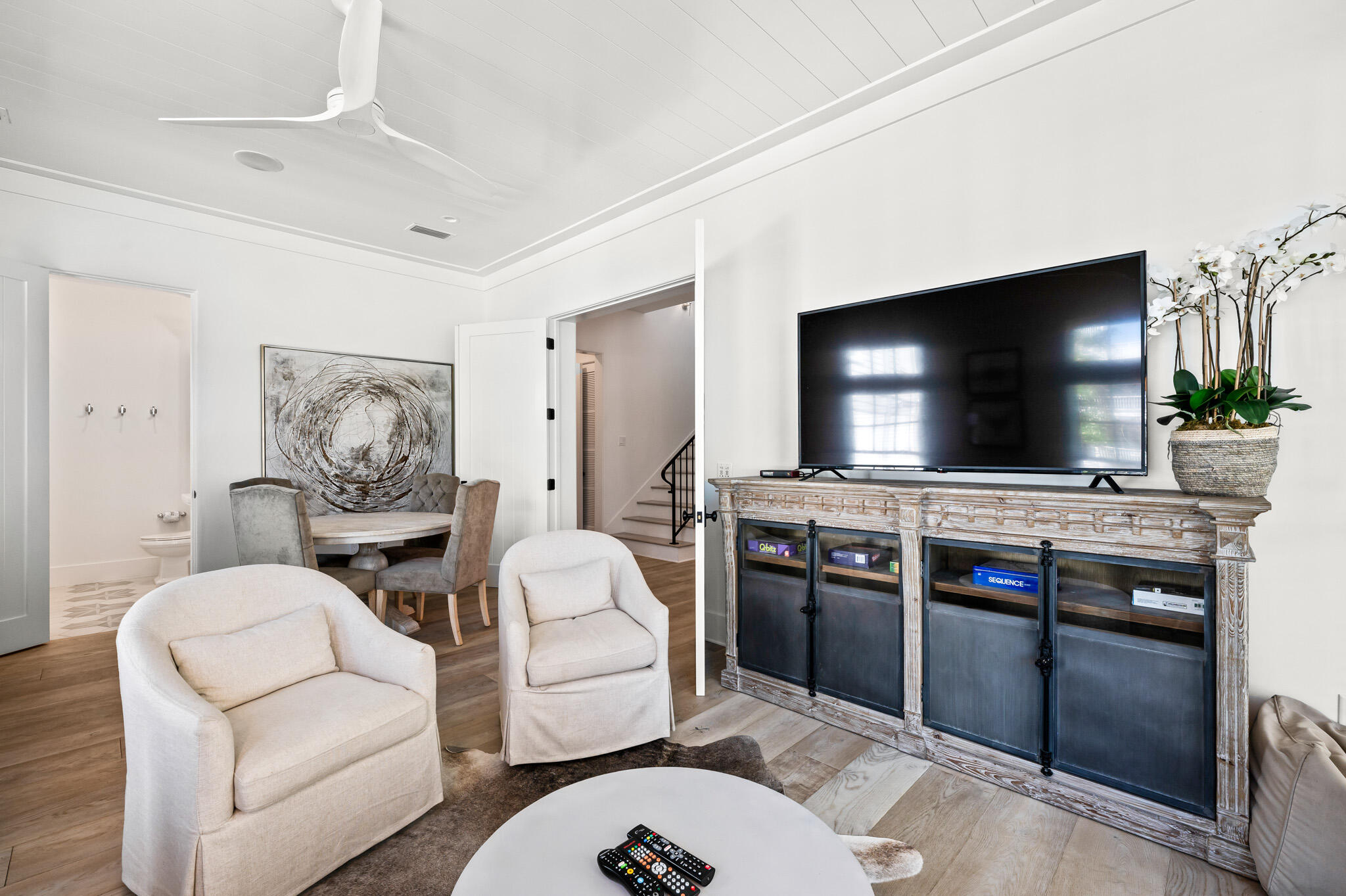 390 Walton Rose Lane Inlet Beach, FL 32461 - Photo 19 of 72 a living room with furniture and a flat screen tv