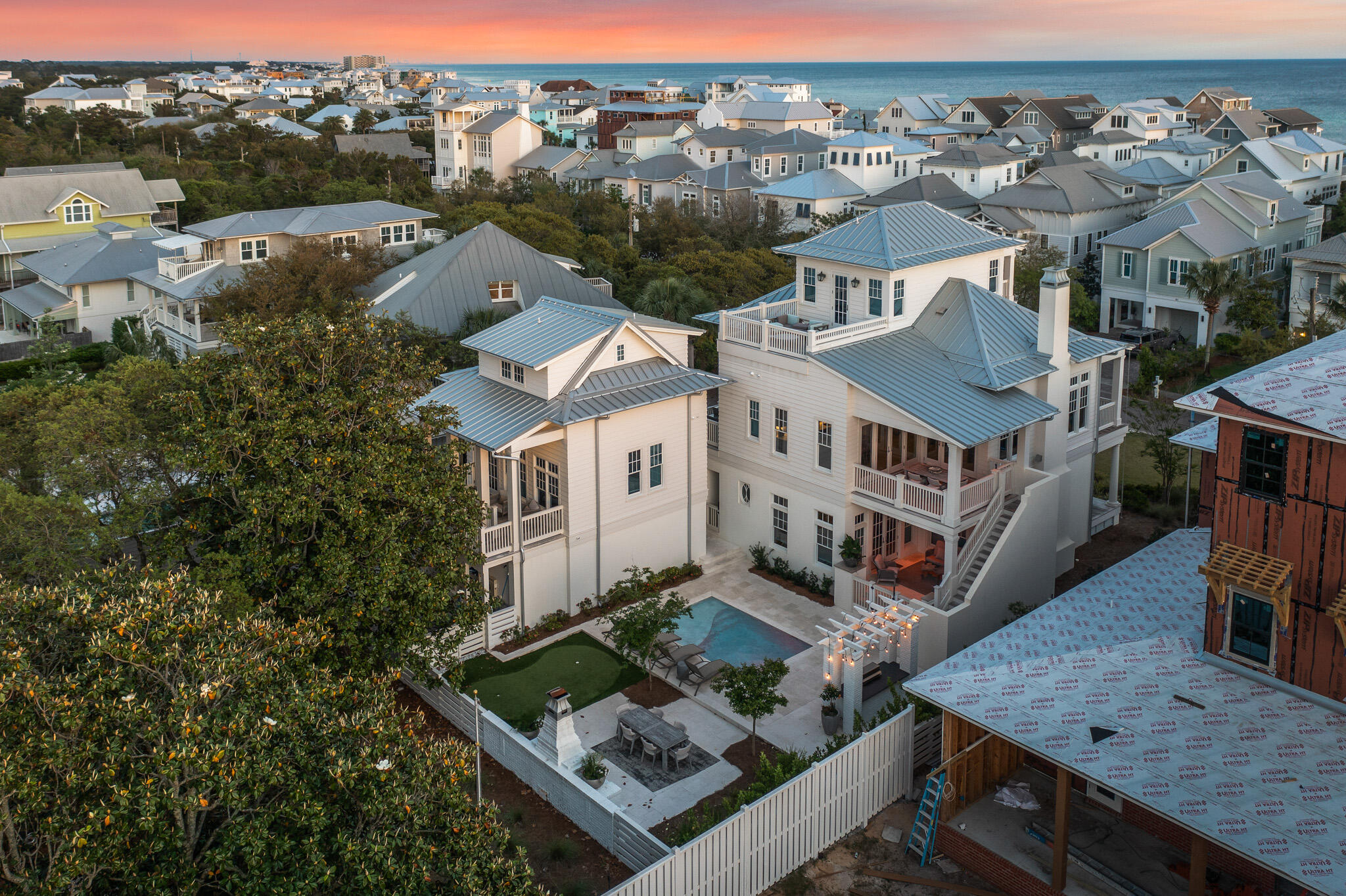 390 Walton Rose Lane Inlet Beach, FL 32461 - Photo 52 of 72 an aerial view of residential houses with city view and lake view