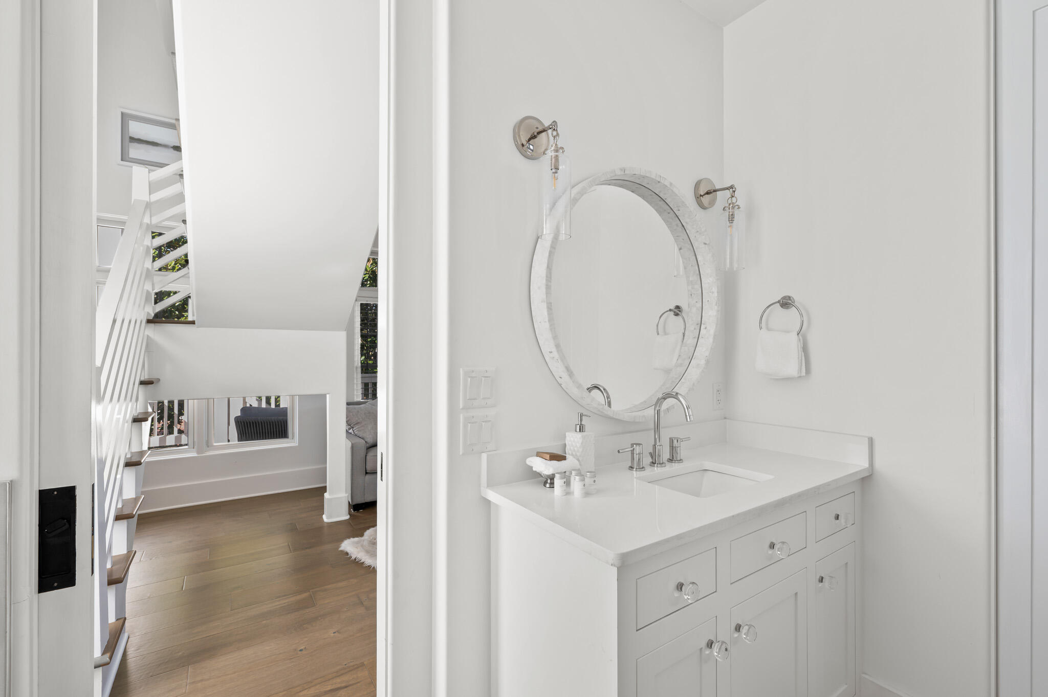 390 Walton Rose Lane Inlet Beach, FL 32461 - Photo 63 of 72 a en suite bathroom with a sink double vanity and a mirror