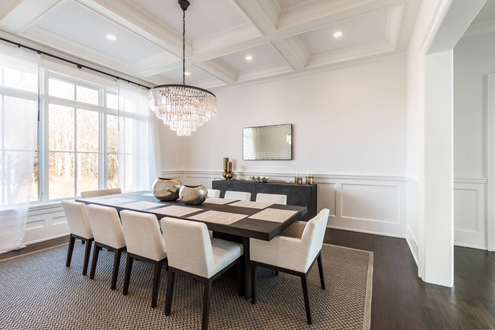 6 Shady Pth Bridgehampton, NY 11963 - Photo 6 of 20 a view of a dining room with furniture a chandelier and wooden floor